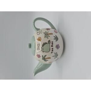 Mint Green and White Pusheen Tea Rex Stoneware Teapot w/ Sticker- Discontinued